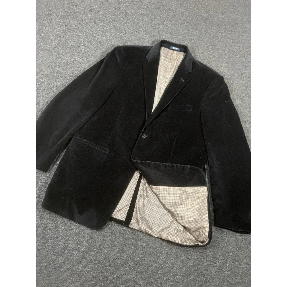 Saddlebred Corduroy Blazer Men's 44L Black Western Lined 2 Button Cotton Pockets